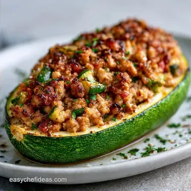 Zucchini Boats with Ground Turkey