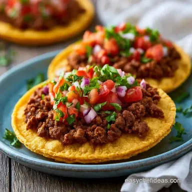 Easy Mexican Beef Tostadas Recipe Card