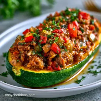 Mexican Zucchini Boats for 4 Servings Recipe Card