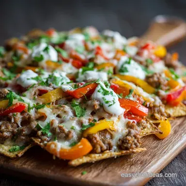 Mini Bell Pepper Turkey Nachos: Healthy, Loaded Low Carb Dinner Recipe Card