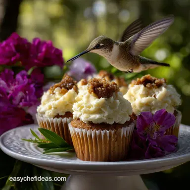 Hummingbird Cupcakes: Tropical Moist Carrot Cake Style Recipe Card