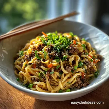Mongolian Ground Beef Noodles Recipe in 20 Min
