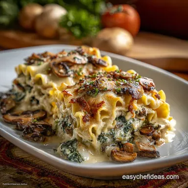 Mushroom Kale Lasagna Rolls: Creamy, Cheesy, Individual Comfort Portions Recipe Card