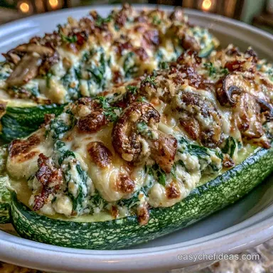 Stuffed Zucchini Boats with Mushrooms Recipe Card