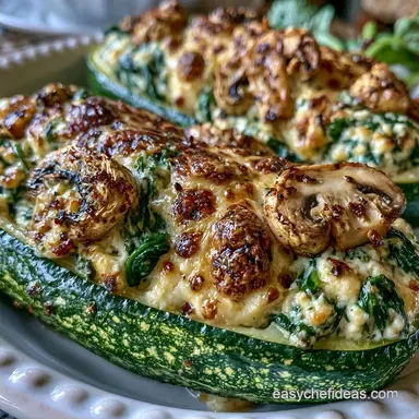 Stuffed Zucchini Boats with Mushrooms