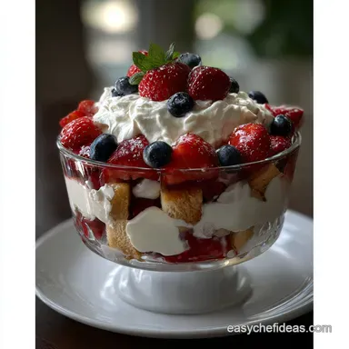 Red White and Blueberry Trifle: No-Soggy Layered Dessert Recipe Card
