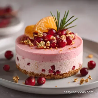 Christmas Desserts: Effortless Cranberry Orange No-Bake Cheesecake Recipe Card