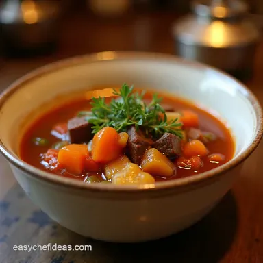 Mums Old Fashioned Vegetable Beef Soup Recipe Hearty Tender Recipe Card