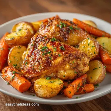 One Pan Chicken Thighs with Potatoes Recipe Card