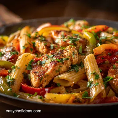 OnePot Chicken Fajita Pasta: 40-Minute Speedy Fiesta Recipe Card