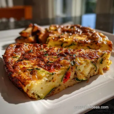 Caramelized Onion Red Pepper and Zucchini Frittata Recipe Card