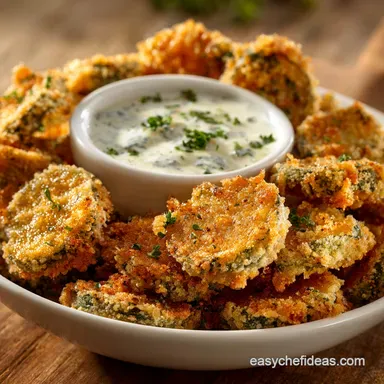 Oven Fried Pickles with Herb Ranch Dip Ultra-Crispy Baked Recipe Card