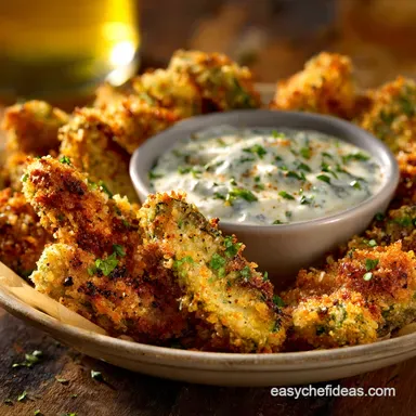 Oven Fried Pickles with Herb Ranch Dip Ultra-Crispy Baked