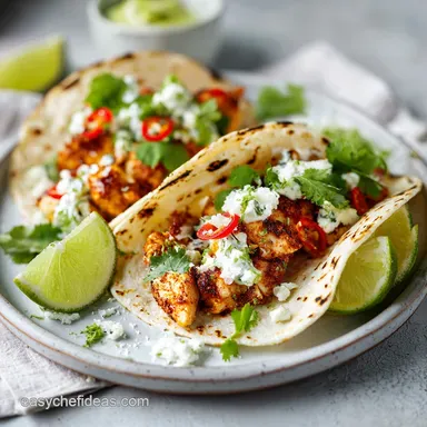 Chicken Tacos in 25 Minutes: Pan-Seared and Zesty Recipe Card