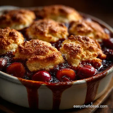 SunDrenched Peach Cherry Cobbler with Buttermilk Biscuit Topping Recipe Card
