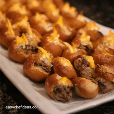 Super Bowl Party Food Philly Cheesesteak Pretzel Bites Recipe Card