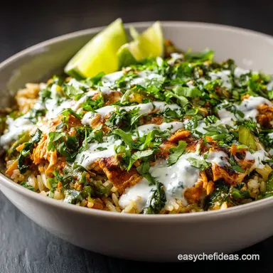 Chicken Taco Poblano Rice Bowls Creamy Healthy Weeknight Dinner Recipe Card