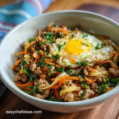 Egg Roll in a Bowl with Ground Pork in 15 Minutes Recipe Card