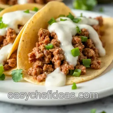 How to Make Quick Tacos with Ground Beef & Creamy Sauce: A Deliciously Easy 30-Minute Meal! Recipe Card