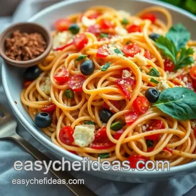 Rainbow Spaghetti pasta salad: A Summer Picnic MUST-HAVE Recipe Card