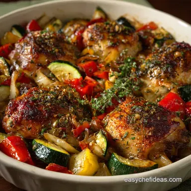 Ratatouille Baked Chicken: Easy One-Pan Supper with Crispy Skin Recipe Card