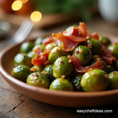 Easy Christmas Side Dishes Balsamic Sprouts with Pancetta Recipe Card