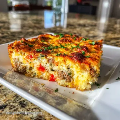 Breakfast Casserole Recipe with Sausage: Silky Bake Recipe Card