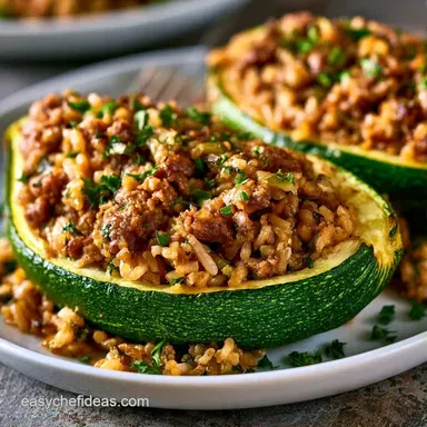 Zucchini Boats with Italian Sausage Recipe Card