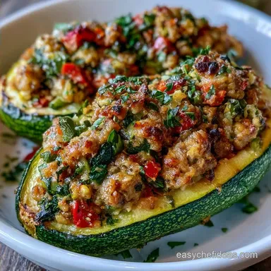 Sausage Zucchini Boats for 4 Servings