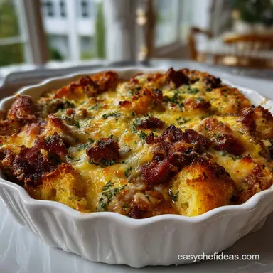 Christmas Morning Casserole: Silky Nutmeg Center Recipe Card
