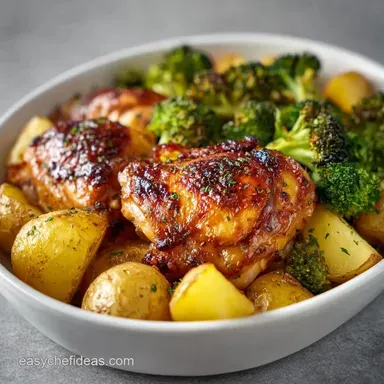 Sheet Pan Chicken Thighs with Potatoes Recipe Card
