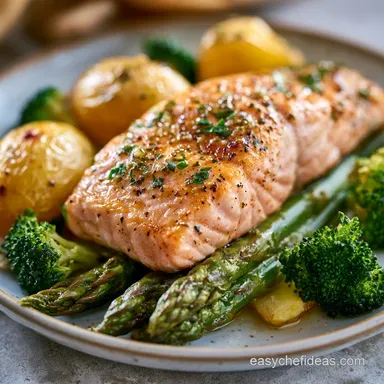 Sheet Pan Salmon Dinner with Potatoes Recipe Card