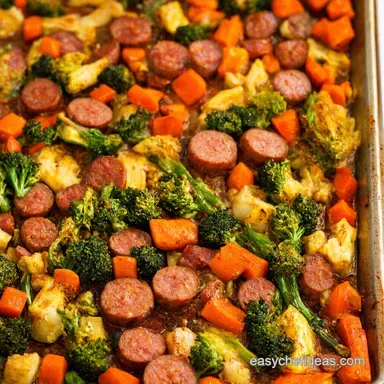 Healthy Simple Dinner Ideas Sheet Pan Sausage Veggie Magic Recipe Card