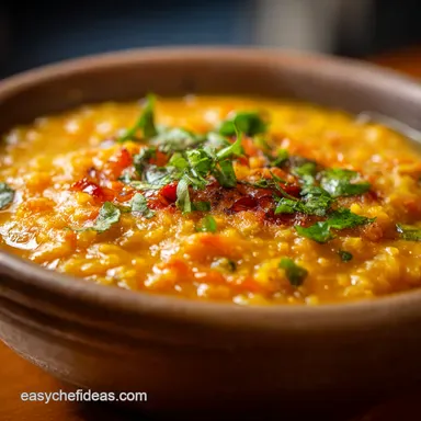 My GoTo EASY RED LENTIL DAHL Creamy 30Minute OnePot Vegan Curry Recipe Card