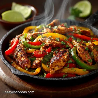 Juicy Chicken Fajitas Recipe Smoky Lime Marinade for the Perfect Sizzle Recipe Card