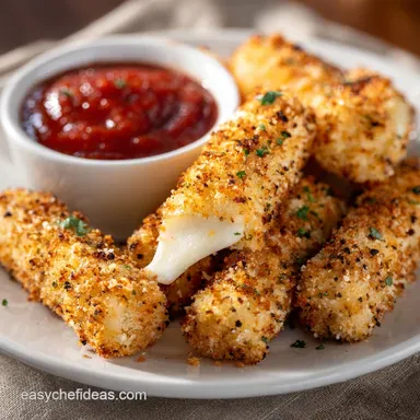 Skinny Baked Mozzarella Sticks: Ultra-Crispy, Low-Calorie Appetizers Recipe Card