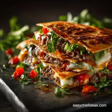 Skinny Buffalo Burger Quesadilla: Healthy, Crispy Ready in 35 Mins. Recipe Card