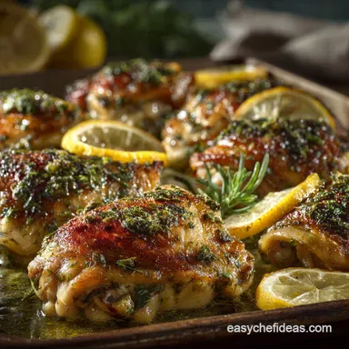 Skinny Recipes Collection: Easy Lemon-Herb Chicken Traybake (5-Star Flavor) Recipe Card