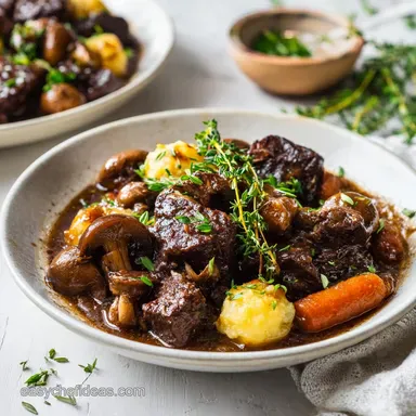 Slow Cooker Beef Bourguignon for 6 Servings Recipe Card