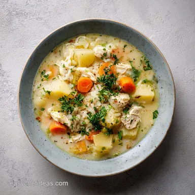 Slow Cooker Chicken Rice Soup for 8 Servings Recipe Card