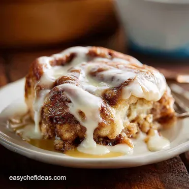 Cinnamon Roll Casserole: Slow-Cooked with Heavy Cream for 8 Servings Recipe Card