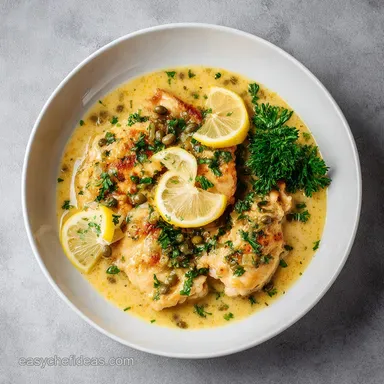 Slow Cooker Lemon Chicken Piccata for 4 Servings Recipe Card