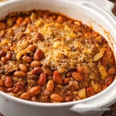Easy Winter Crockpot Meals Sausage Bean Casserole Recipe Card