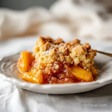 Southern Peach Cobbler Recipe with 8 Servings in 55 Minutes Recipe Card