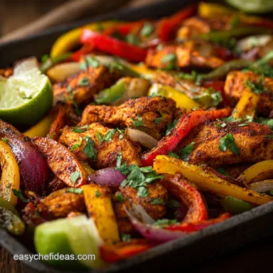 The OnePan Wonder Speedy Sheet Pan Chicken Fajitas Recipe for Weeknights Recipe Card