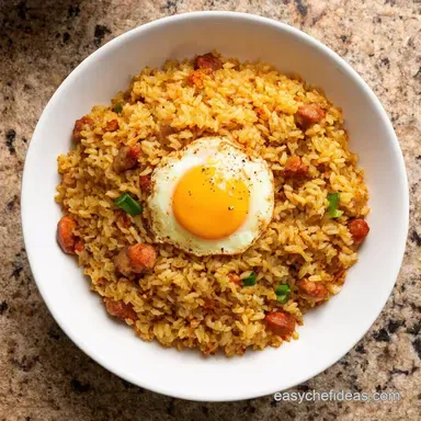 Easy Rice Meals Speedy Sausage Egg Fried Rice Recipe Card