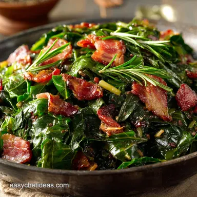 Sauteed Collard Greens with Bacon: Easy, Speedy, Southern-Style Side Dish Recipe Card