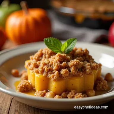 Seasonal Meal Planning Fall Spiced Pumpkin Apple Crumble Recipe Card