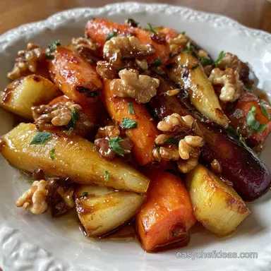 Side Dishes: Sticky Maple Harissa Roasted Root Vegetables Recipe Card