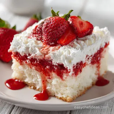 Strawberry Poke Cake with Sweetened Condensed Milk Recipe Card